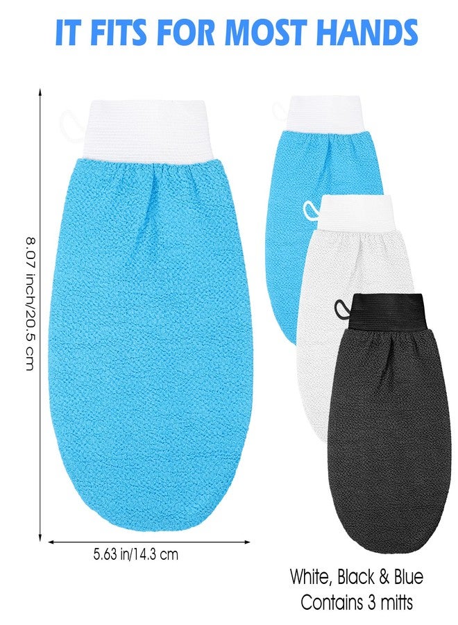 Hpmjz 3 PCS Shower Scrub Gloves Korean Exfoliating Mitt Deep Exfoliating Glove Body Premium Bath Scrub Wash Mitt for Women Men Smooth Skin Bath Spa Tan Remover Keratosis Pilaris - Image 2